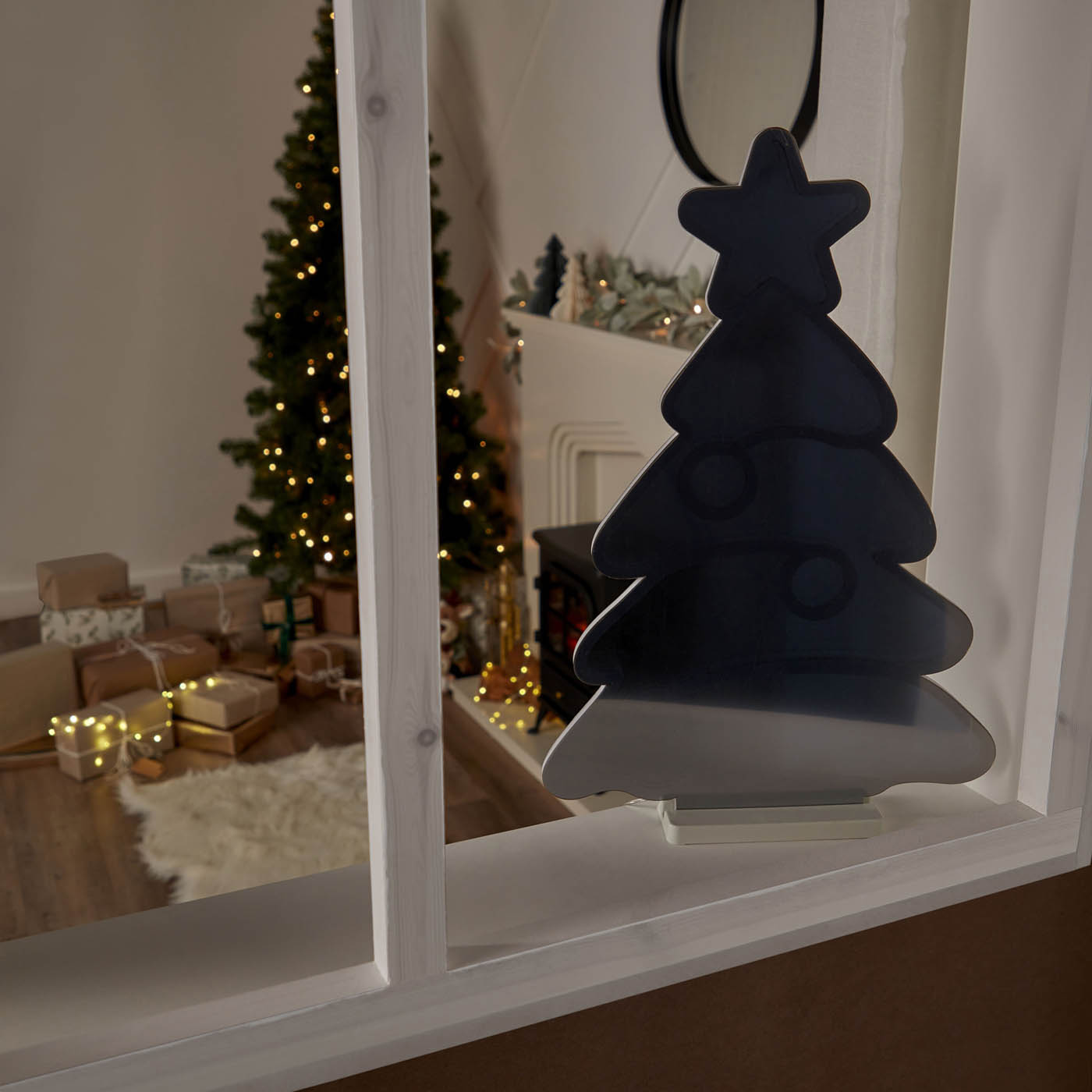 Christmas Tree Silhouette 246 LED Lights Multicolour Indoor Timer (H) 600mm - Image 3