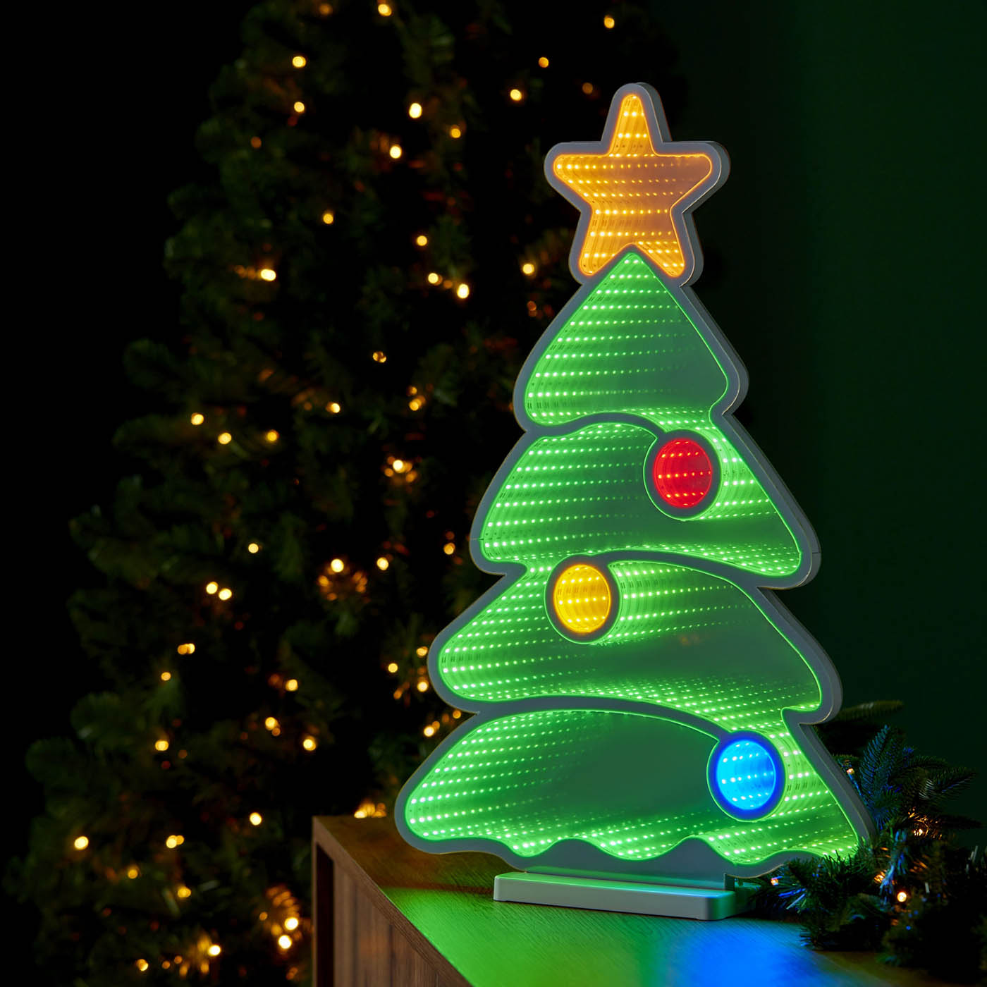 Christmas Tree Silhouette 246 LED Lights Multicolour Indoor Timer (H) 600mm - Image 4