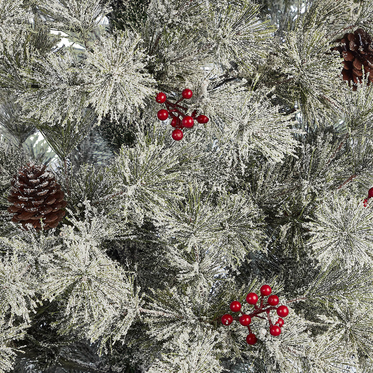 Christmas Tree Artificial Pre-Lit Warm White LED Berries Pine Cones Green 7.6ft - Image 4