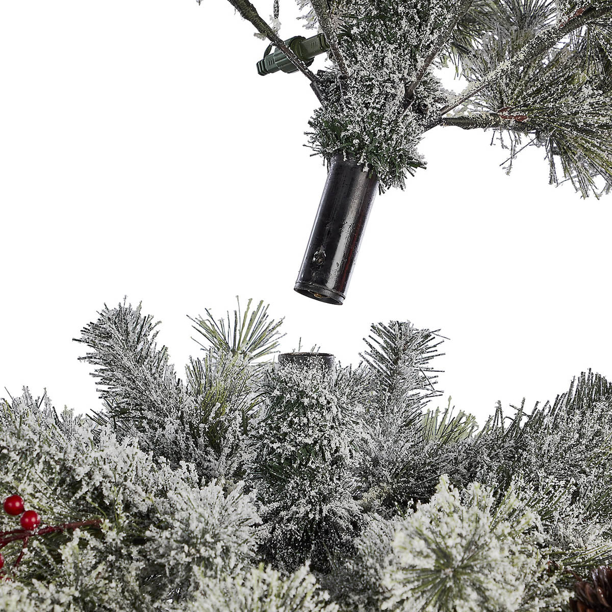 Christmas Tree Artificial Pre-Lit Warm White LED Berries Pine Cones Green 7.6ft - Image 7