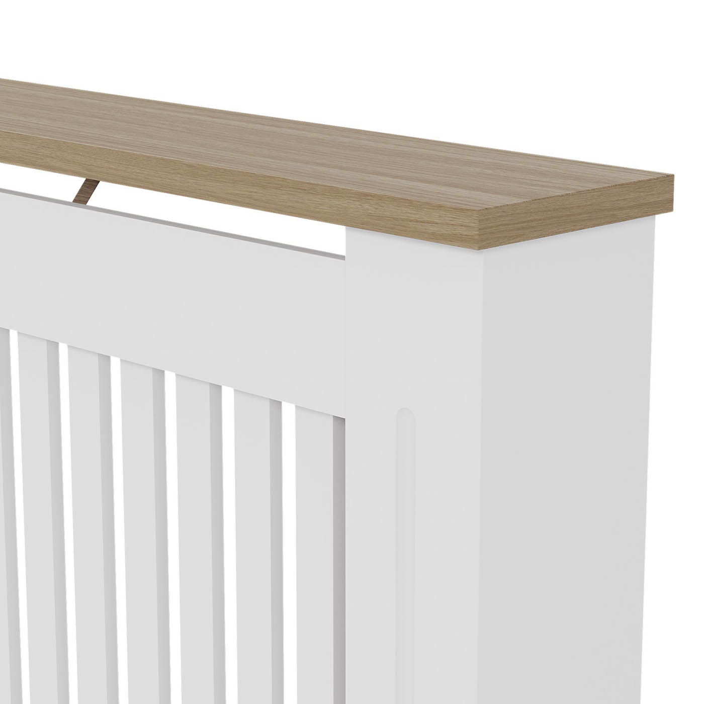 Benfield Medium White Oak veneer Vertical Slat Radiator cover 830mm(H) 1520mm(W) 190mm(D) - Image 5
