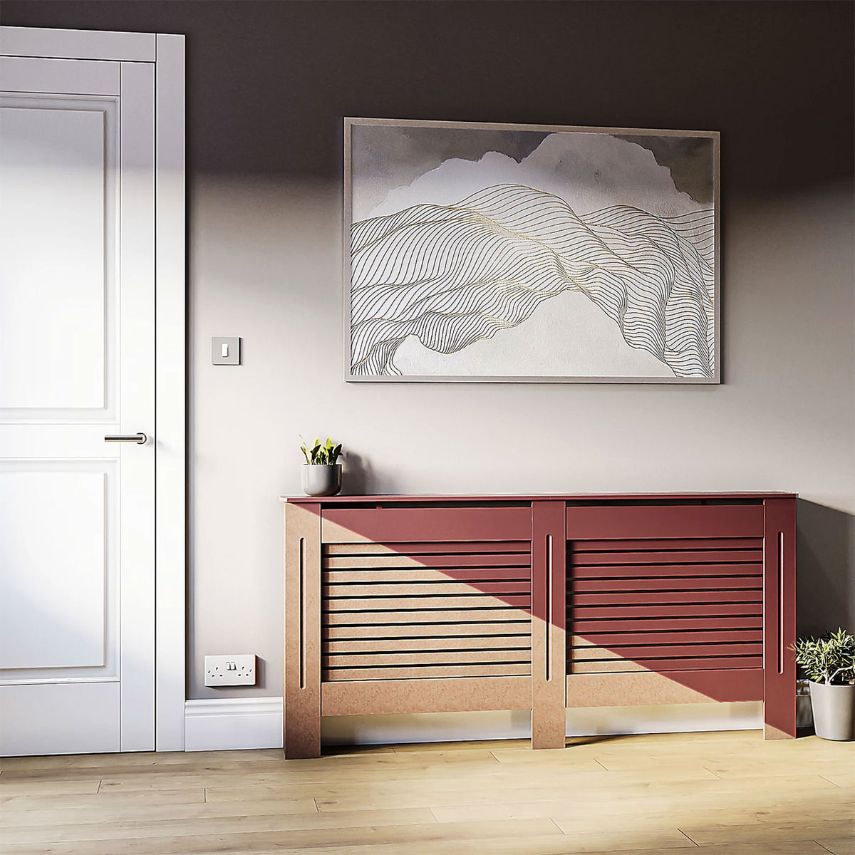 Willbourne Large Horizontal Slat Radiator Cover 1720mm White Cabinet - Image 6