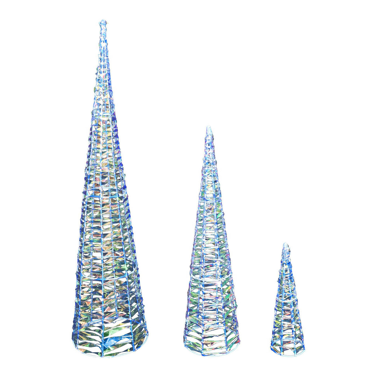 Christmas Cone Trees Silhouette Ice White LED Freestanding 3 Pack (H) 750mm - Image 3