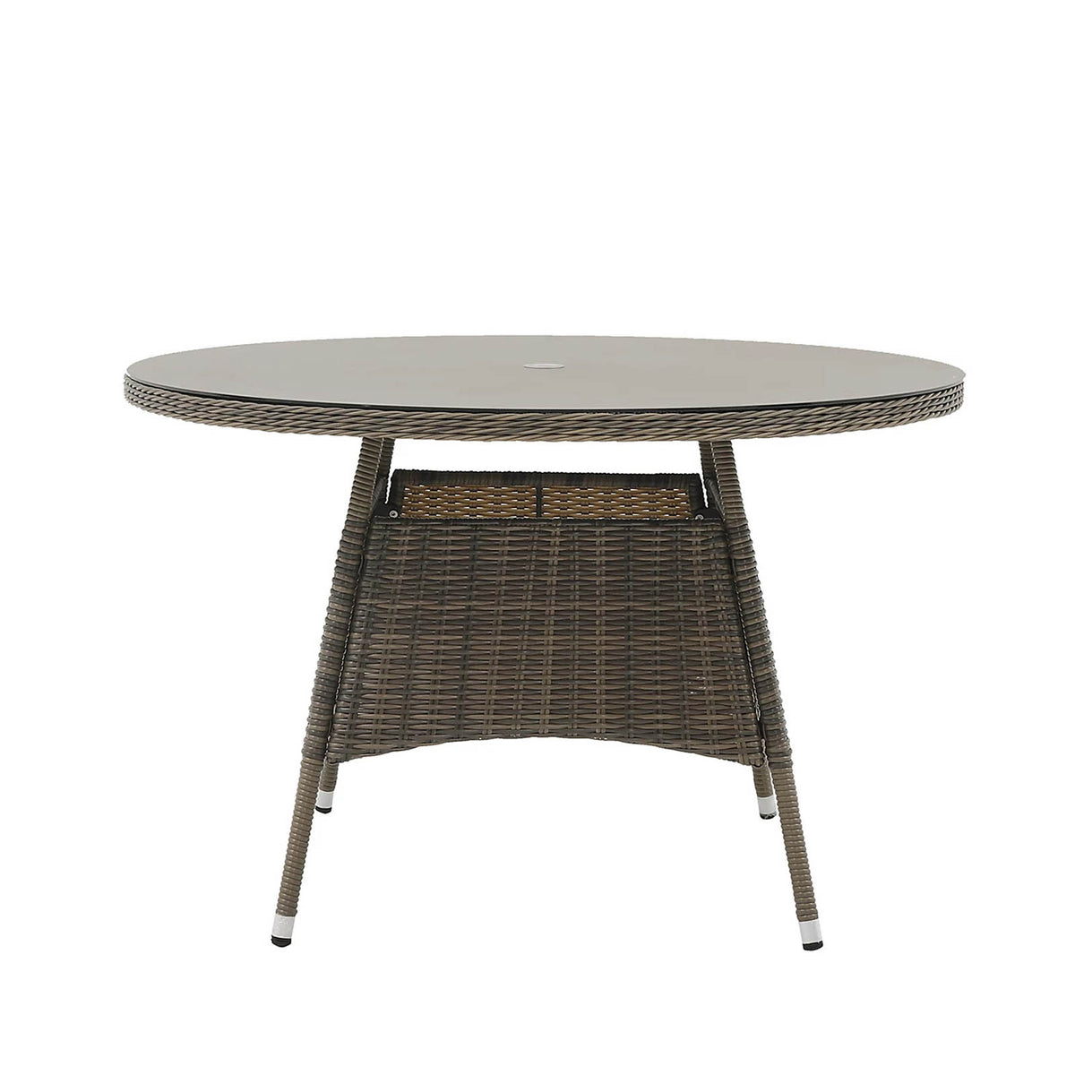 GoodHome Emali Round Dining Table 120cm Brown Rattan Effect Garden Patio - Image 1