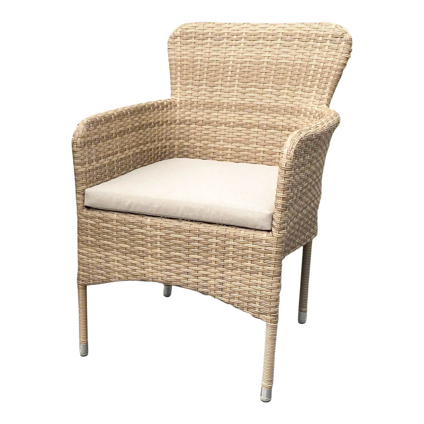 Garden Furniture Bistro Set 2 Seater Beige Rattan Effect Armchair Table Patio - Image 9