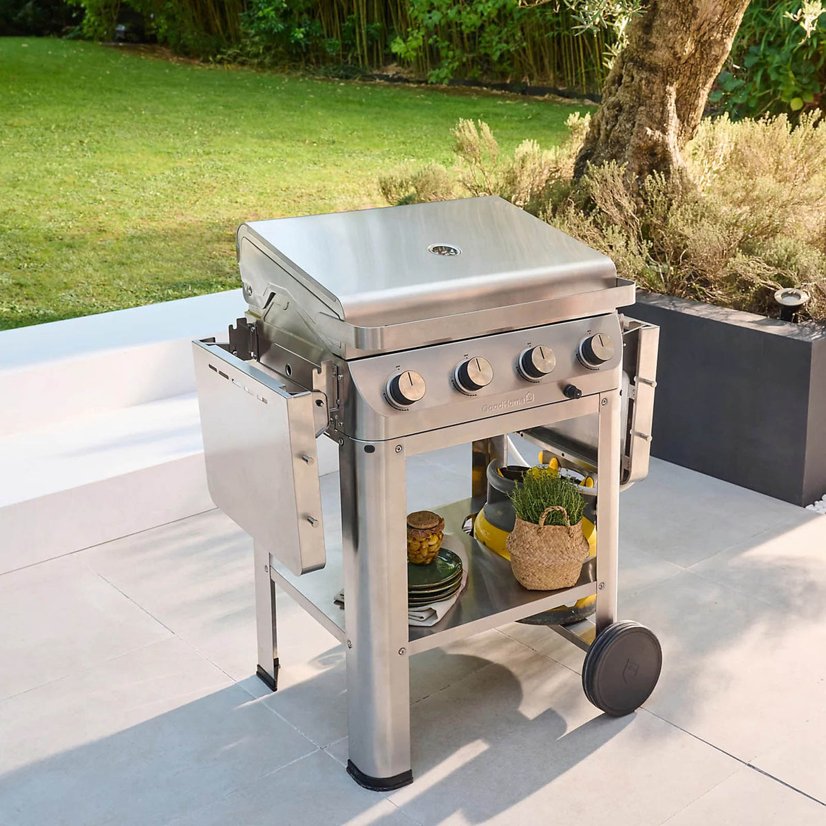 GoodHome Powell 4 Burner Gas BBQ Grill Stainless Steel Side Shelves - Image 10