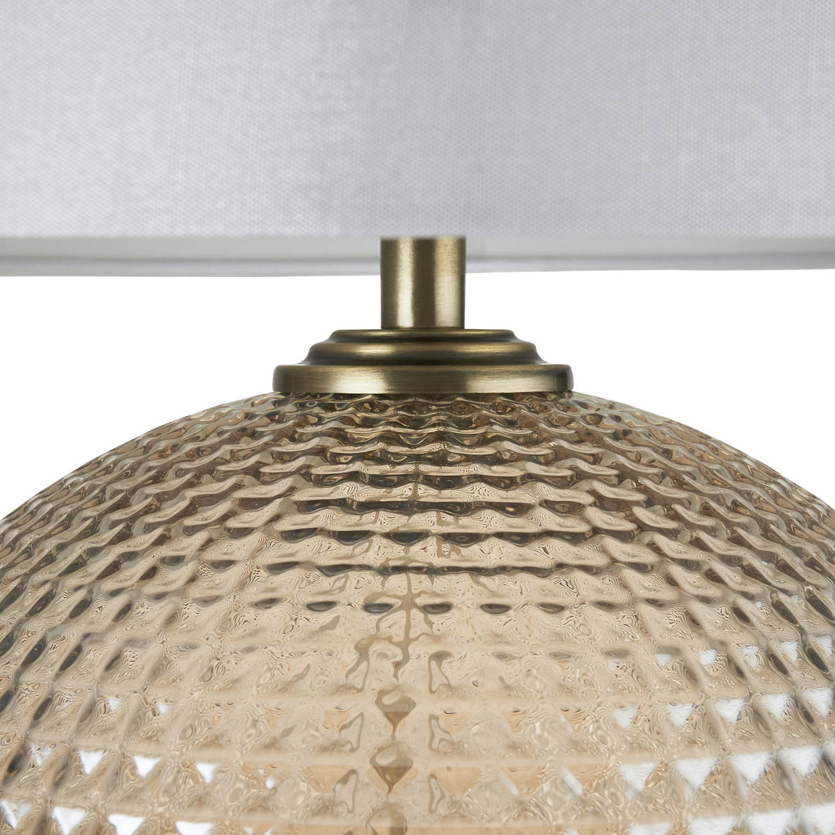 Table Lamp Glass Spherical Champagne Ivory Shade Antique Brass Effect Modern - Image 6