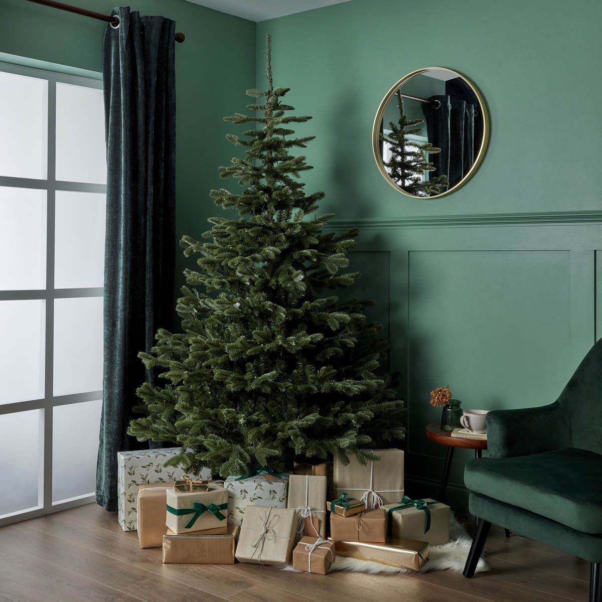 Christmas Tree 7ft Green LED Pre Lit Artificial Warm White Full Nordmann Indoor - Image 4