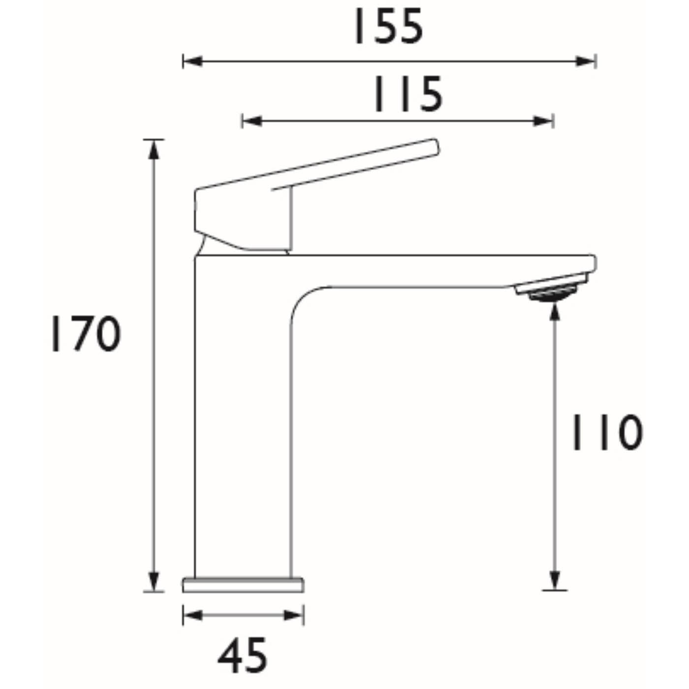 Bristan Bathroom Basin Tap Mono Mixer Chrome Single Lever Square Faucet - Image 3