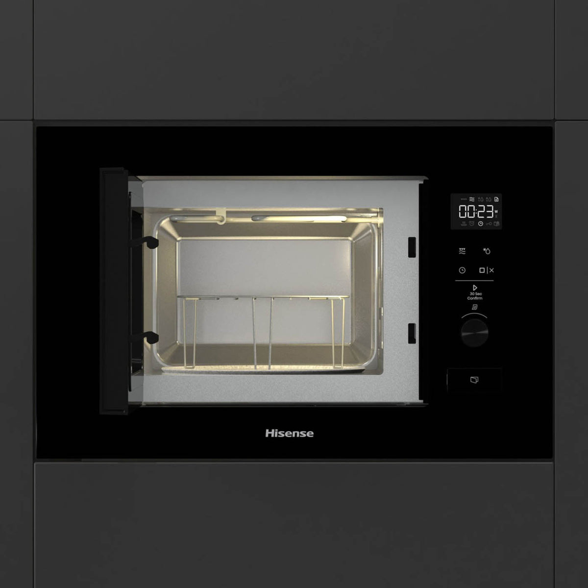 Hisense Built-in Microwave BIM320G52BGUK Mirrored Black Grill Function 20L - Image 4