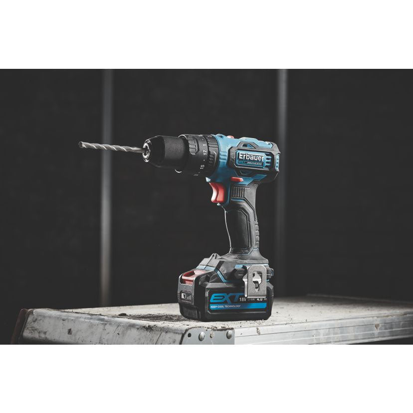 Erbauer Combi Drill Cordless ECD18-Li-2 18V Brushless Compact Body Only - Image 4