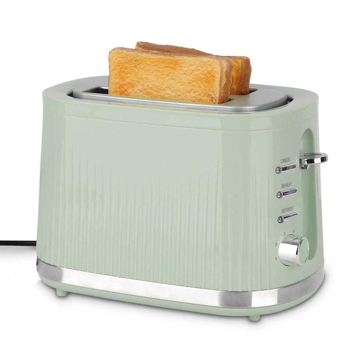 Nutmeg Fluted Toaster 2 Slice Sage Kitchen Defrost Reheat Cancel Button Home - Image 2