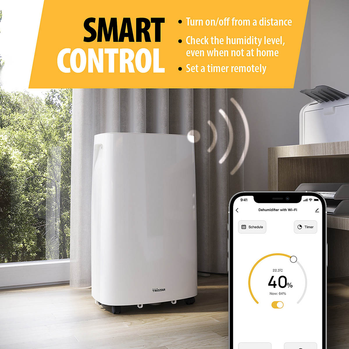 Tristar Smart Dehumidifier 16L Electric White Timer Portable For Mould Moisture - Image 1