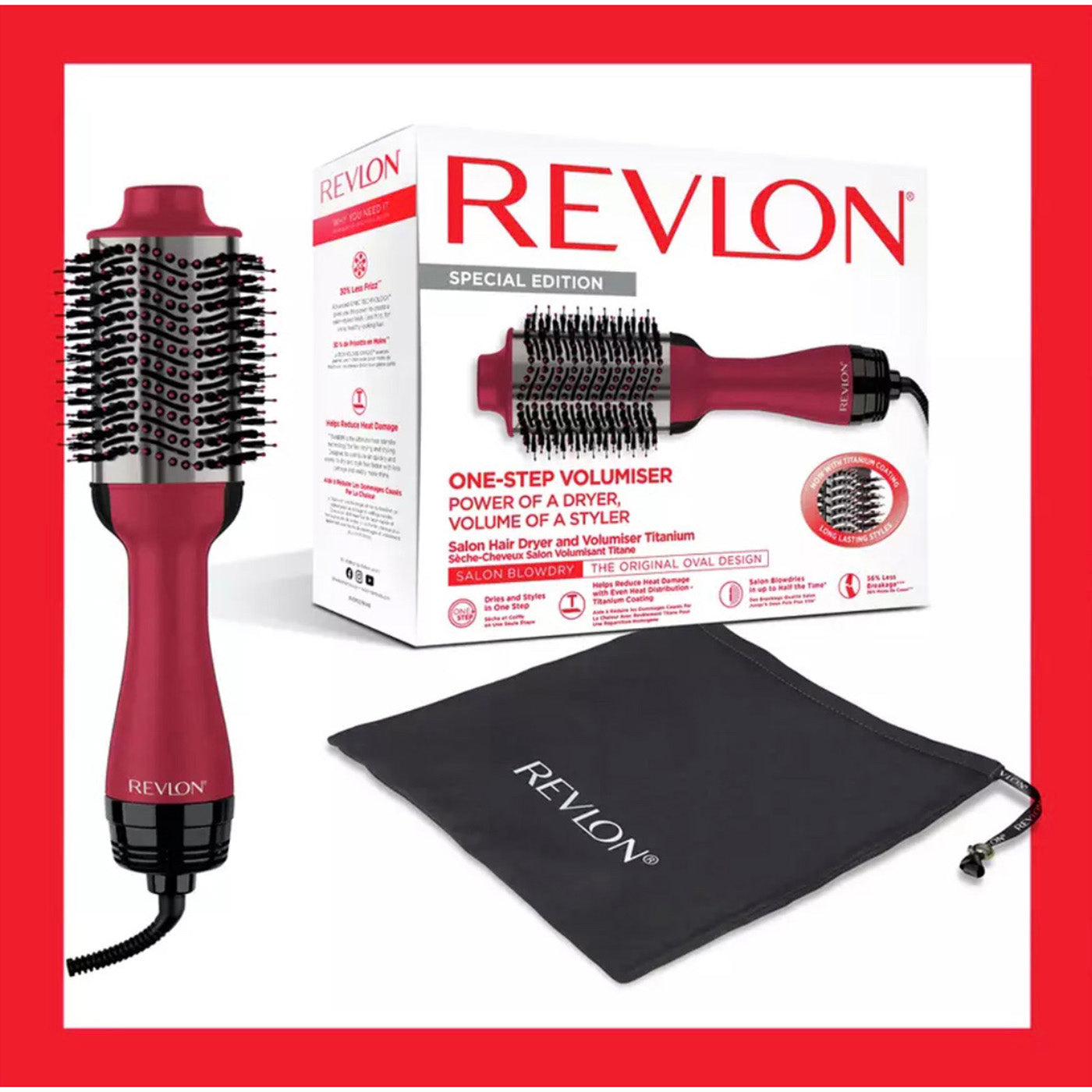 Revlon Hair Dryer Styler Styler Titanium One Step Volume Booster Round Brush - Image 6