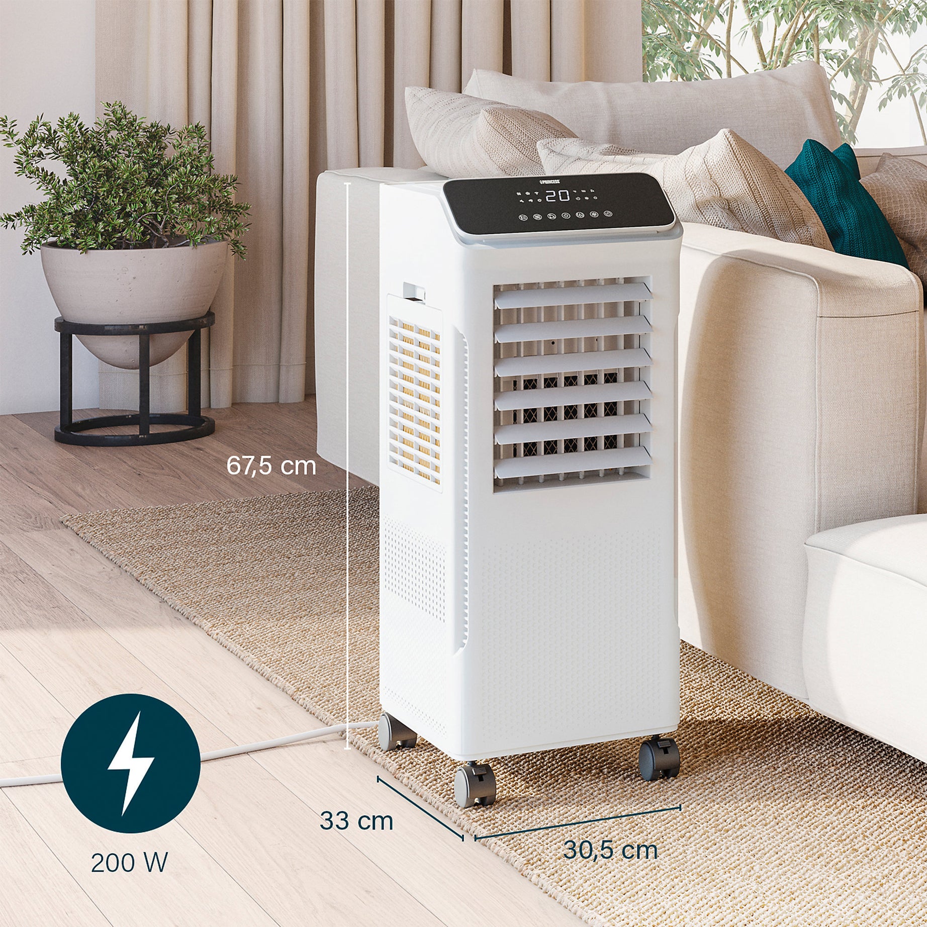 Princess Smart Air Cooler 5L Hybrid White Touch LED Display Oscillating Timer - Image 9