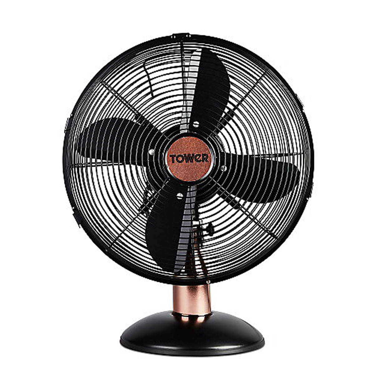 Tower Desk Fan 12″ T611000B Black Metal 3 Speeds Oscillating Office Home Indoor - Image 1