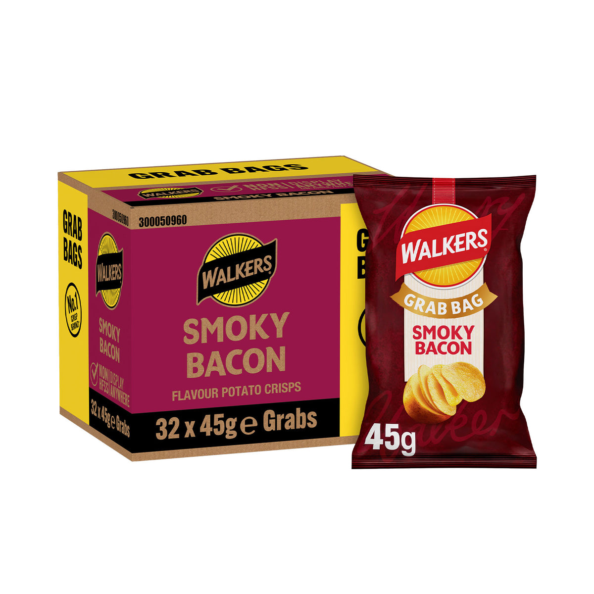 Walkers Crisps Smokey Bacon Snack Sharing Box of 32 x 45g - Image 2