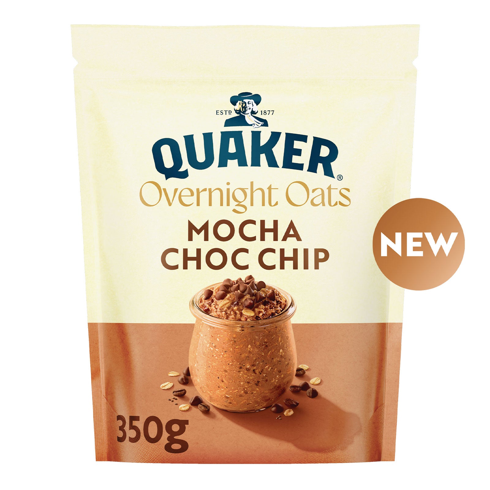Quaker Overnight Oats Mocha Choc Chip Cereal 5 x 350g - Image 2