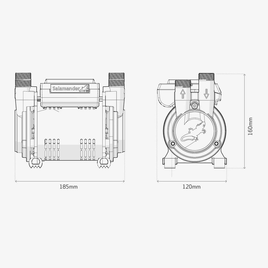 Salamander Shower Pump 1.5bar CT55XTRA Single Booster Black Positive Head - Image 2