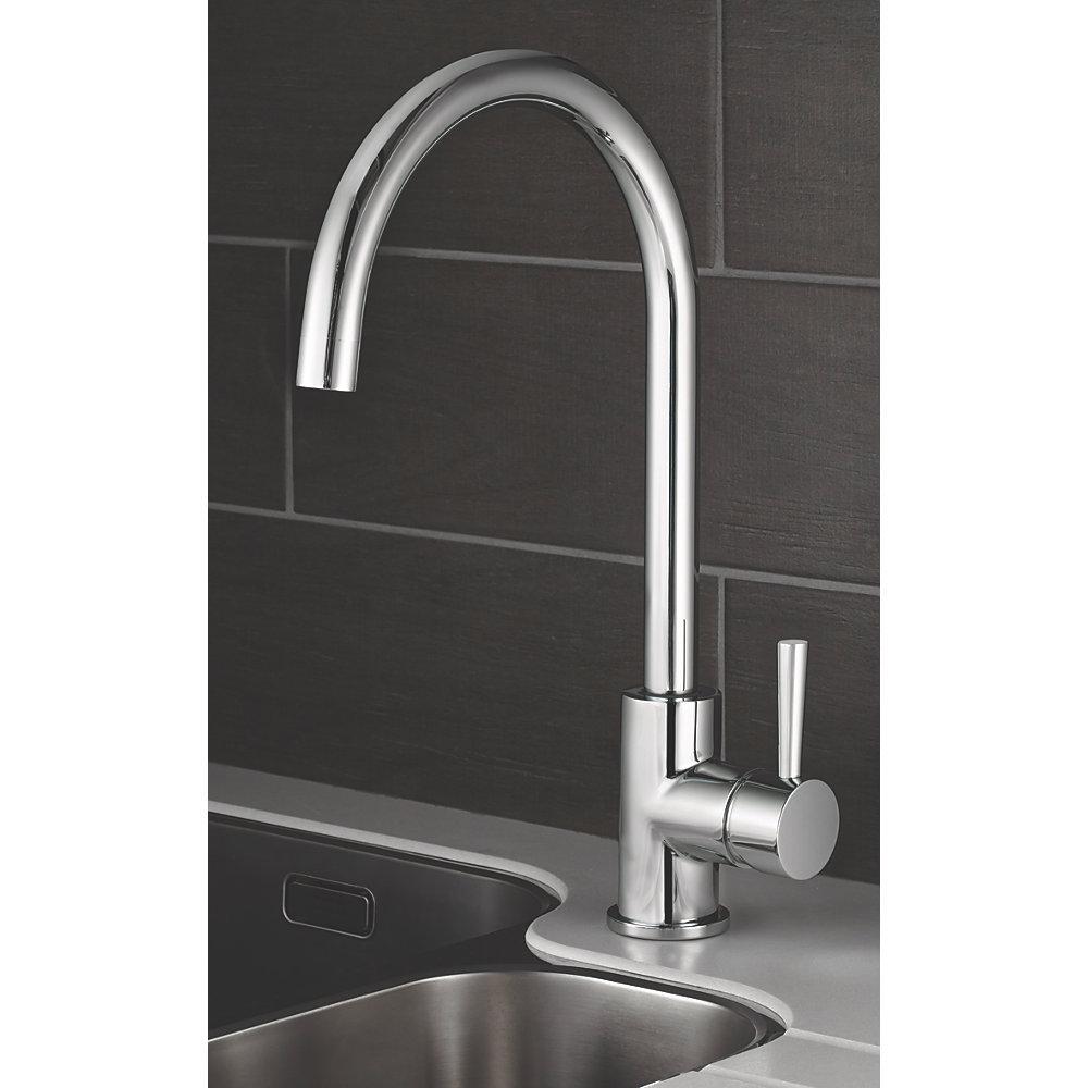 Kitchen Mixer Sink Tap Chrome Swirl Side Lever Modern Ceramic Flow Straightener - Image 2