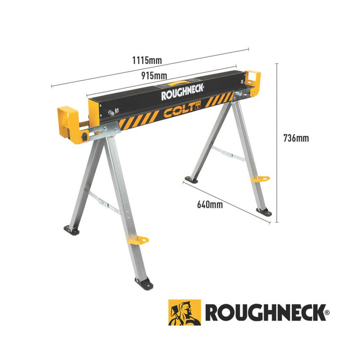 Roughneck Sawhorse Carbon Steel Anti-Slip Surface Heavy Duty Powder Coated 915mm - Image 3