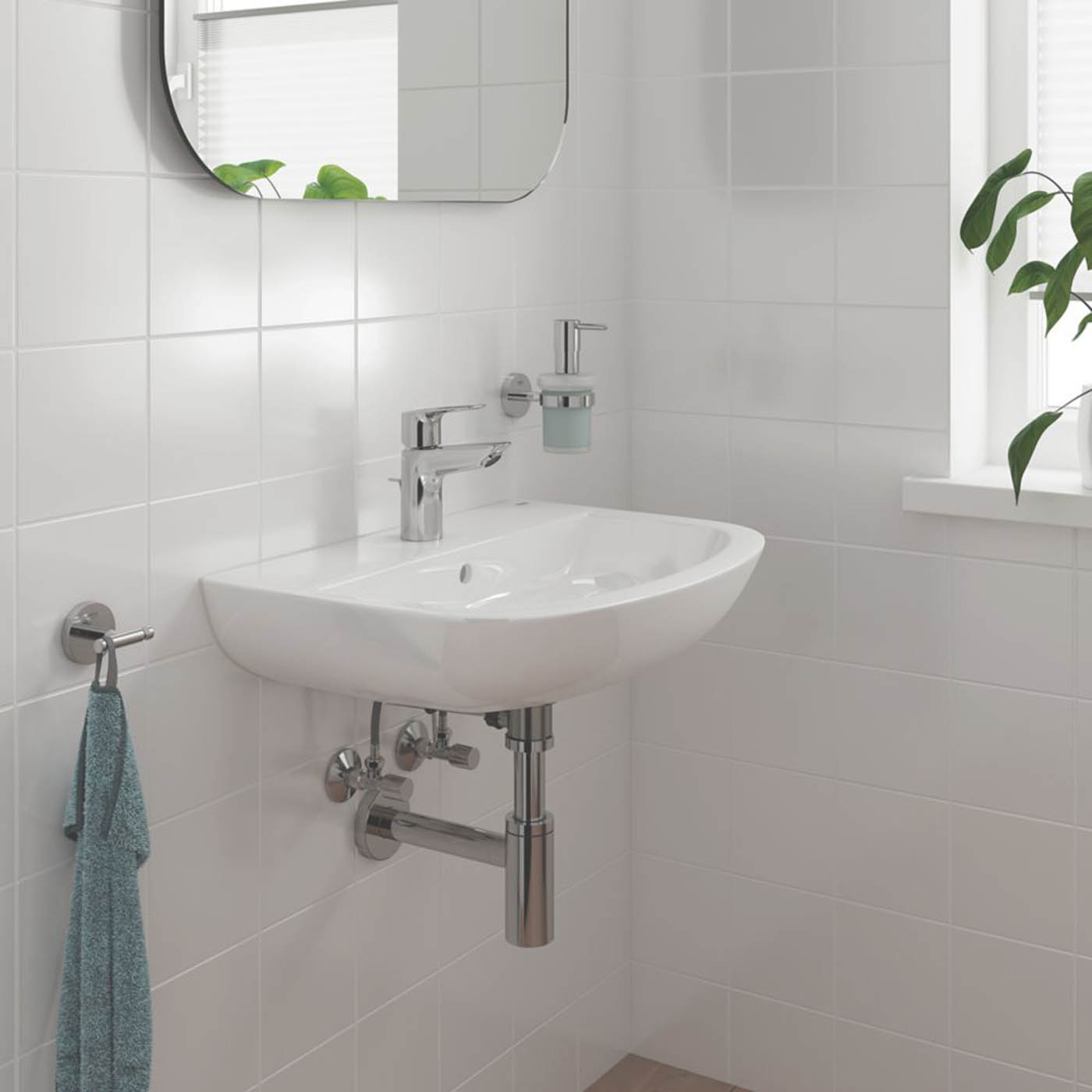 Grohe Basin Mixer Tap Mono Chrome 162mm Single Lever With Pop-Up Waste Modern - Image 3