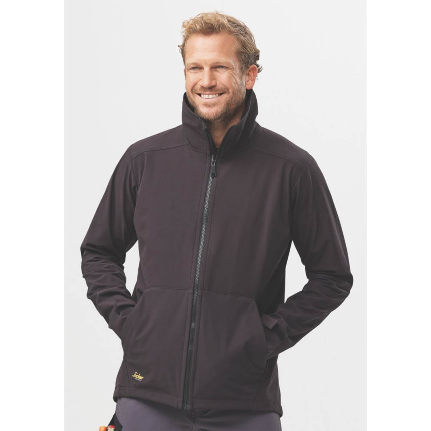 Snickers Work Jacket Soft Shell Mens Black Windproof Full Zip 2X Large 52" Chest - Image 5