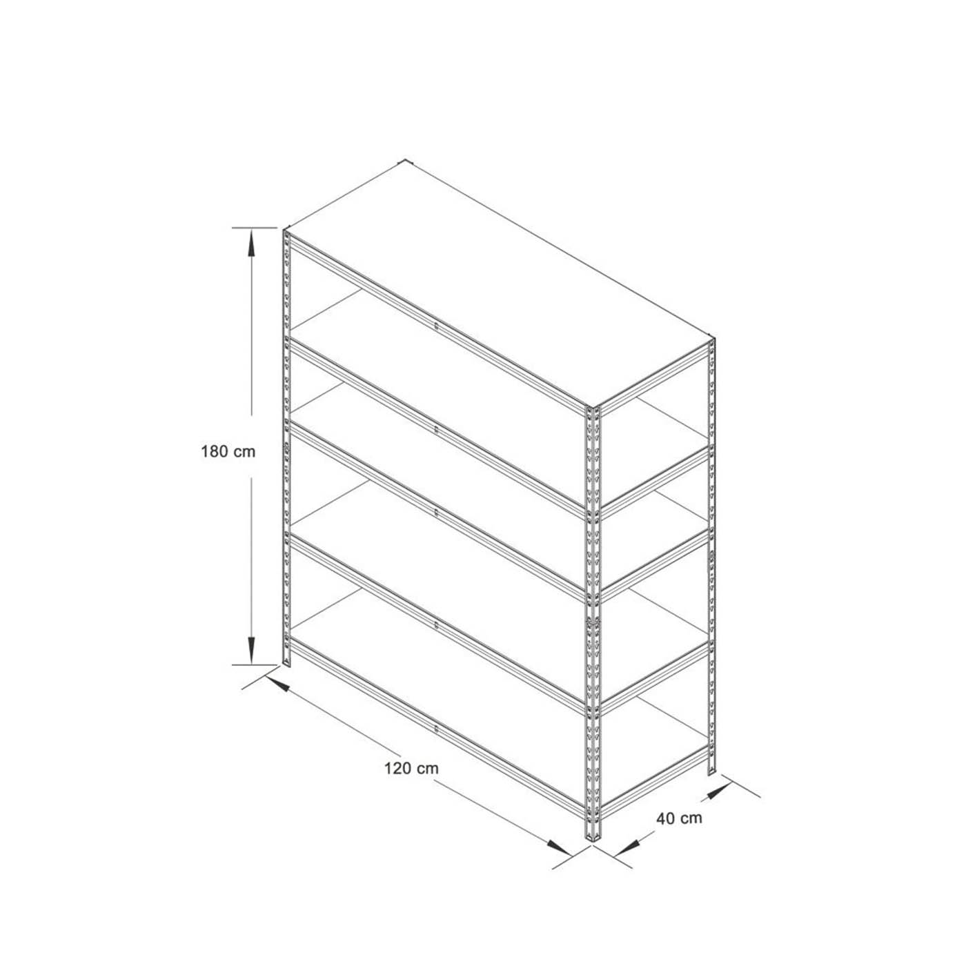 Essentials 5-Tier Metal Garage Shelving Unit 1200mm x 400mm x 1800mm - Image 6