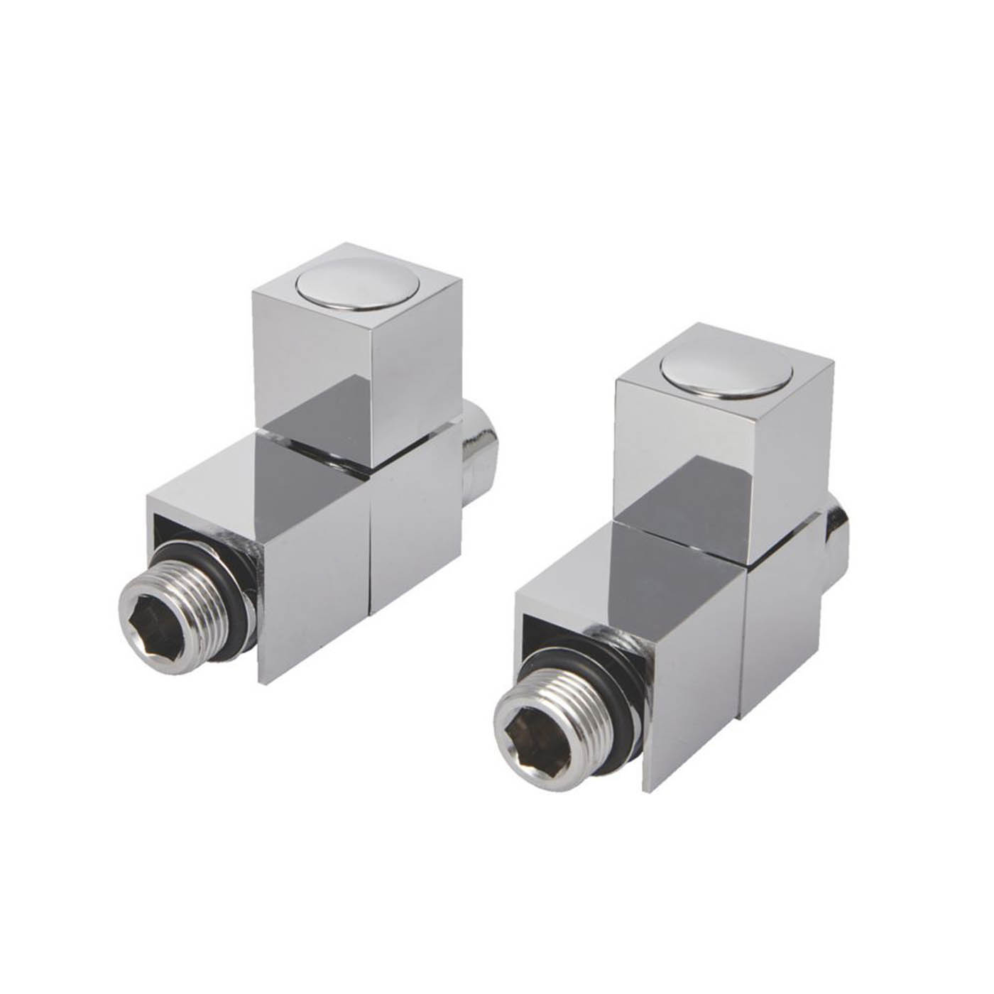 Flomasta Manual Radiator Valve Head & Body Straight 15mm x 1/2" Chrome 2 Pack - Image 1