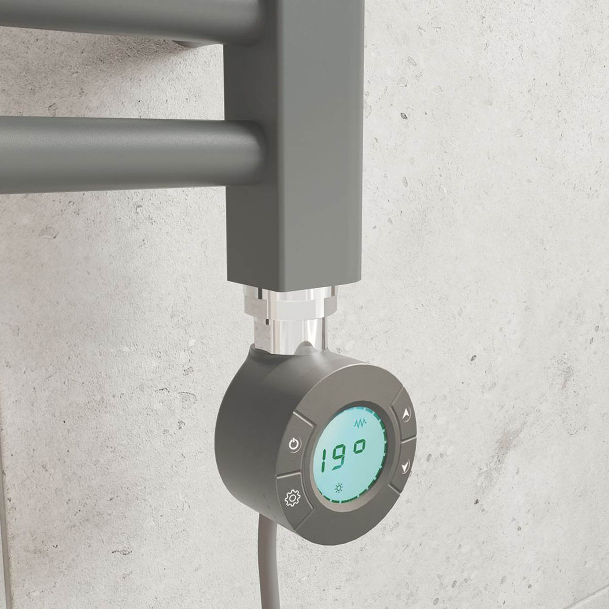 Flomasta Electric Towel Radiator Flat Matt Anthracite 1600mm x 400mm 1364BTU - Image 3