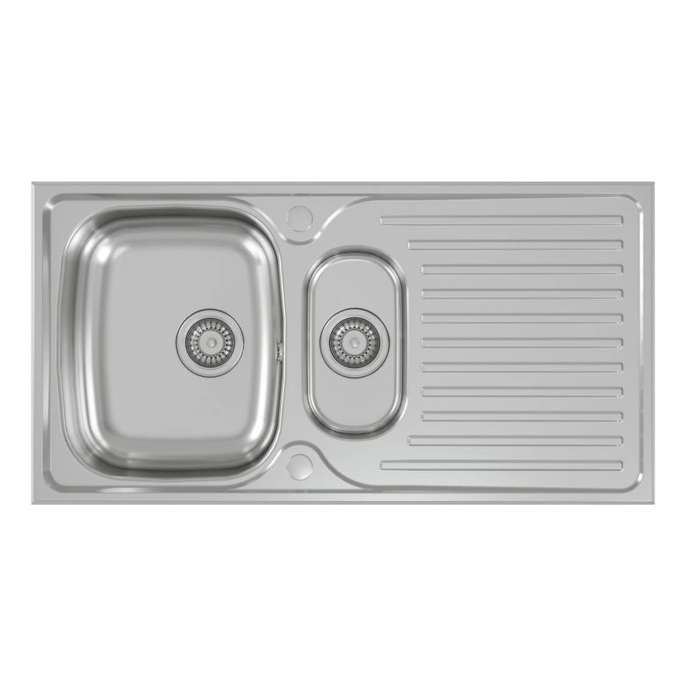 Carysil EA07 1.5 Bowl Stainless Steel Inset Kitchen Sink 965mm x 500mm - Image 2