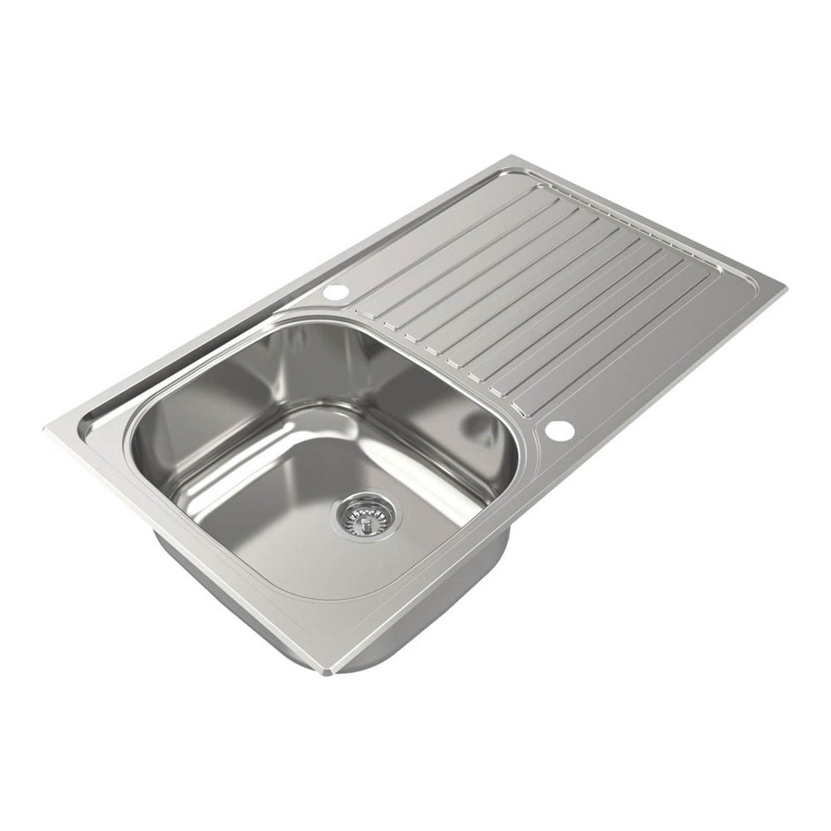 Kitchen Sink 1 Bowl Satin Stainless Steel Reversible Drainer 860mm x 500mm - Image 2