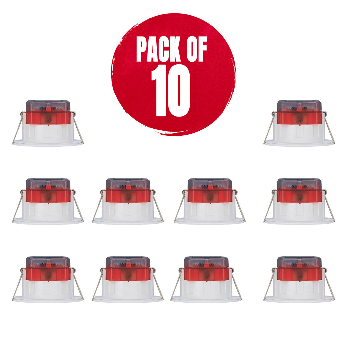 Luceco LED Downlights Dimmable Warm White 5W Round White Fixed 3000K 10 Pack - Image 1