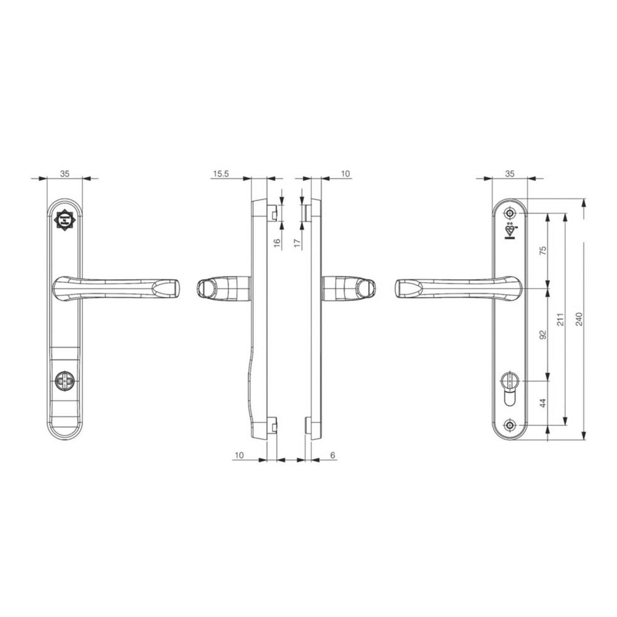 Smith & Locke Door Handles Pair Polished Brass - Image 3