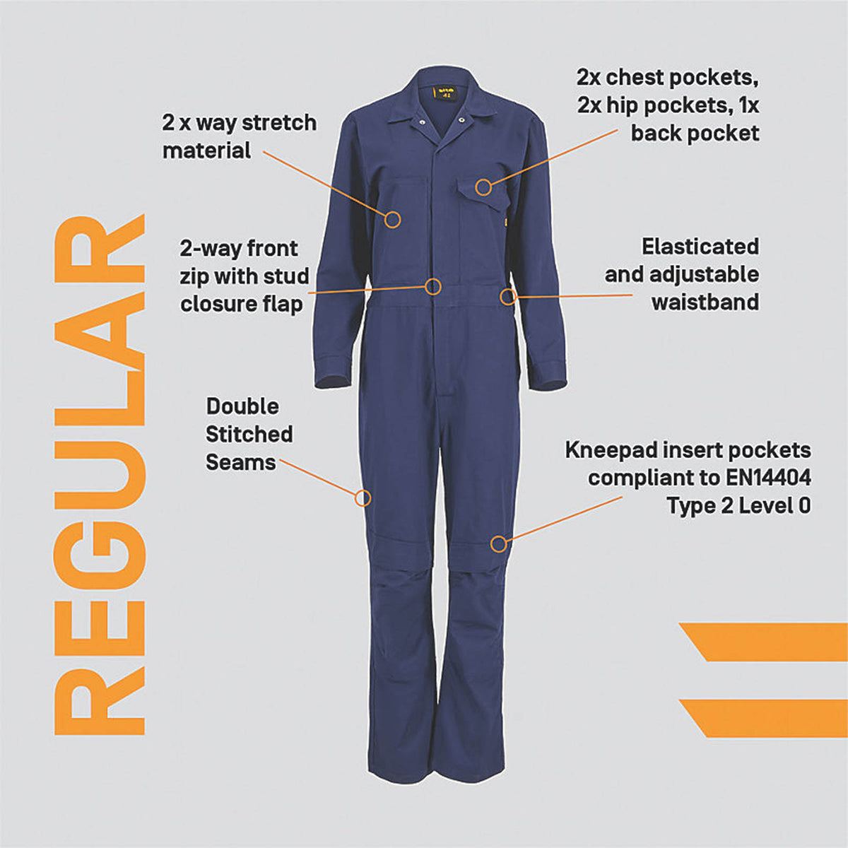 Site Coveralls Womens Regular Fit Blue Stretch Overall Boiler Suit Size 18 28L - Image 3