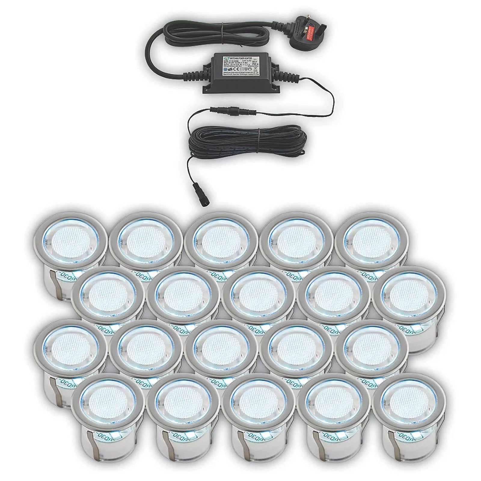 LAP Deck Light Kit Coldstrip 94421 30MM Recessed LED Outdoor Blue 10W 20 Pack - Image 1