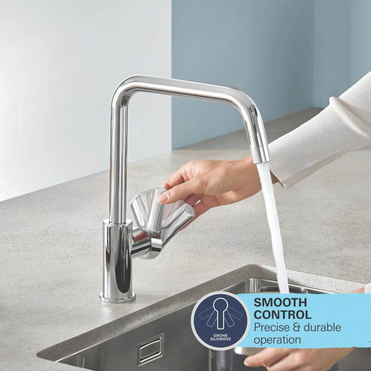 Grohe Kitchen Sink Tap Mixer Supersteel Single Lever Pull Out Spout Faucet - Image 4