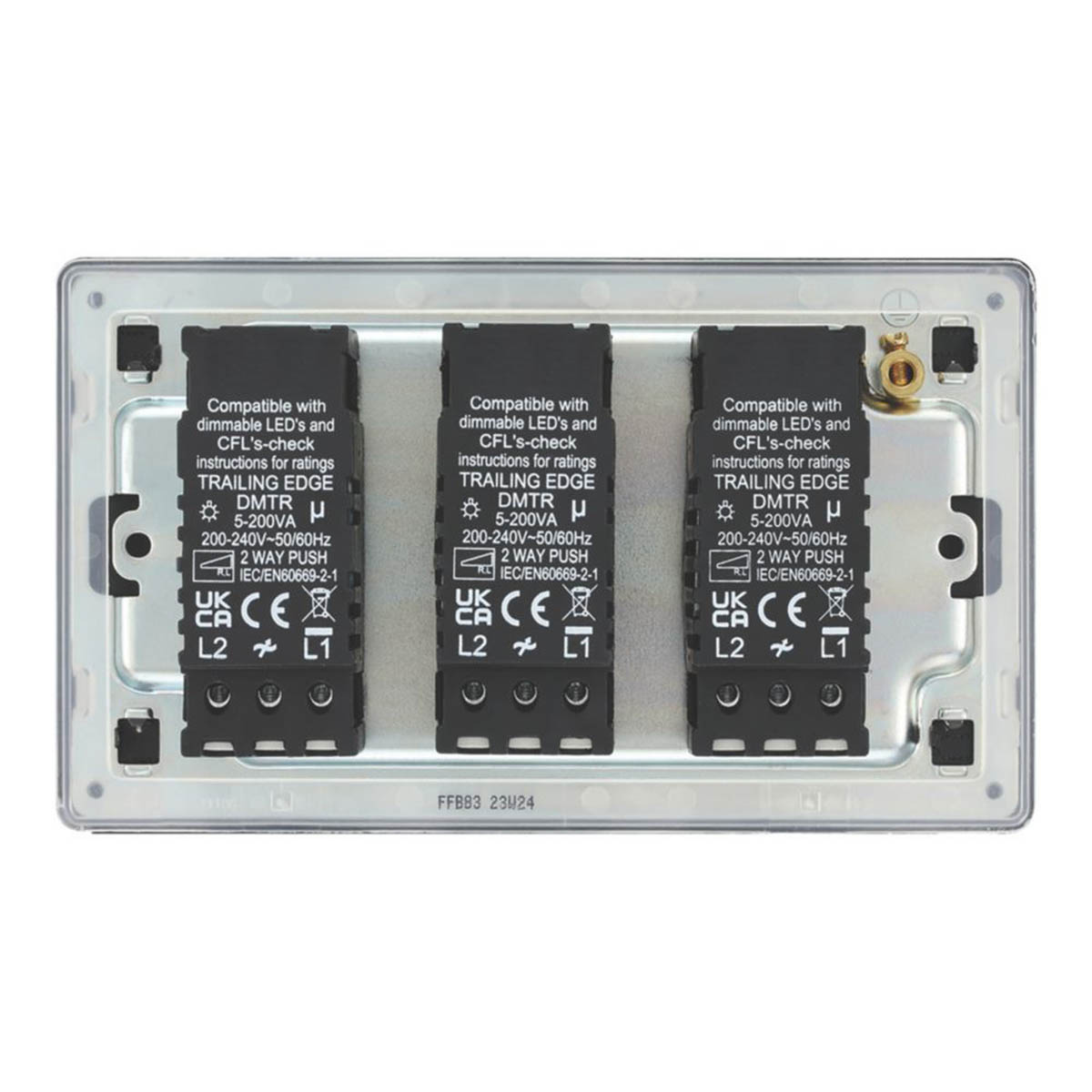 Lap LED Dimmer Switch Lighting 3 Gang 2 Way Matt Black Screwless Flat Indoor - Image 3