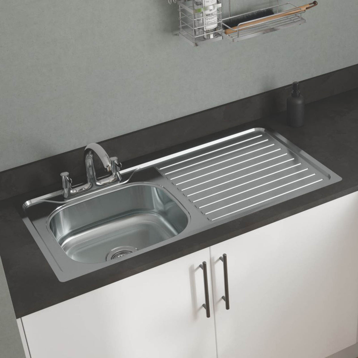 Utility 1 Bowl RH Polished Stainless Steel Sink 1000mm x 500mm - Image 4