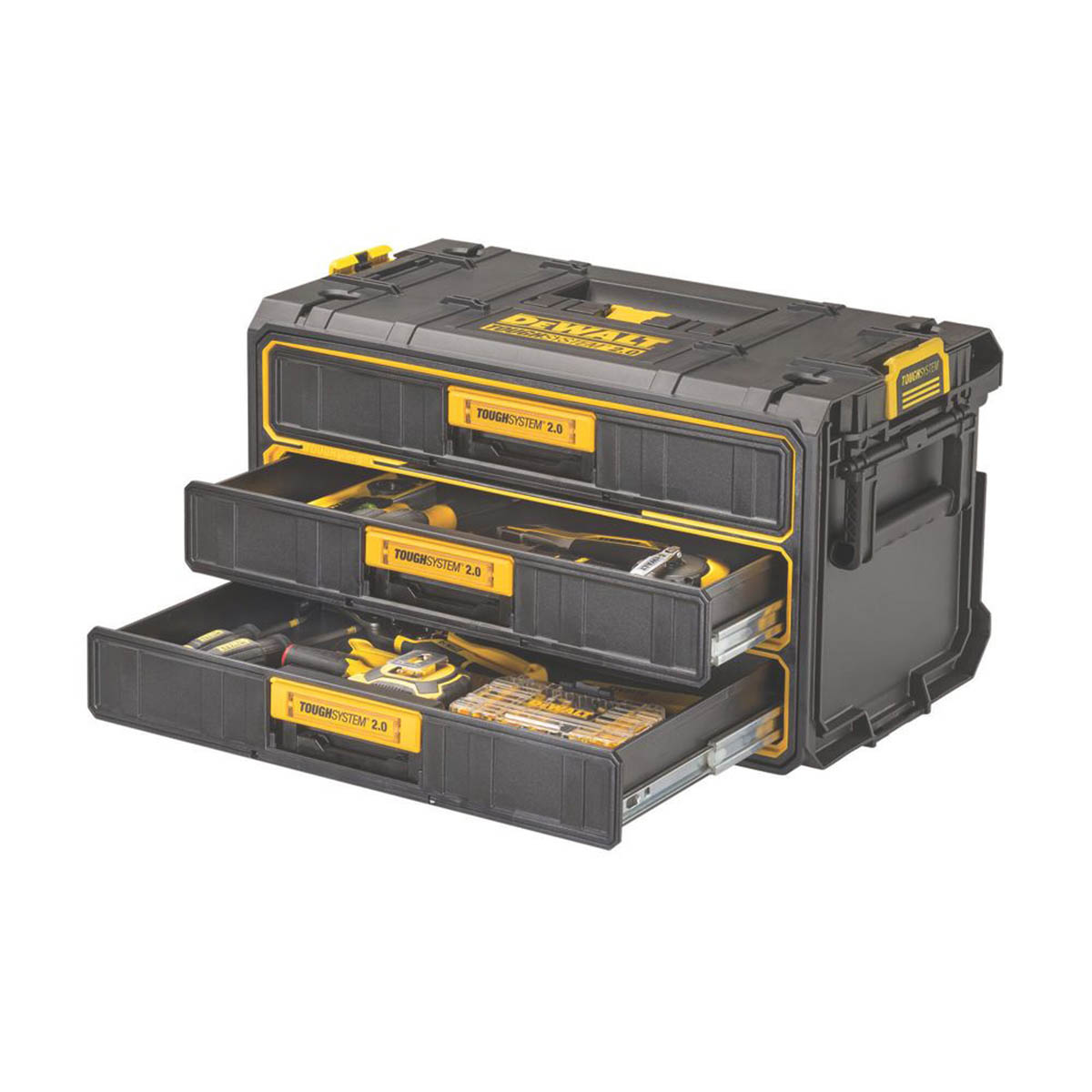 DeWalt Drawer Unit ToughSystem2.0 Triple Toolbox Black Storage Stackable13" - Image 2