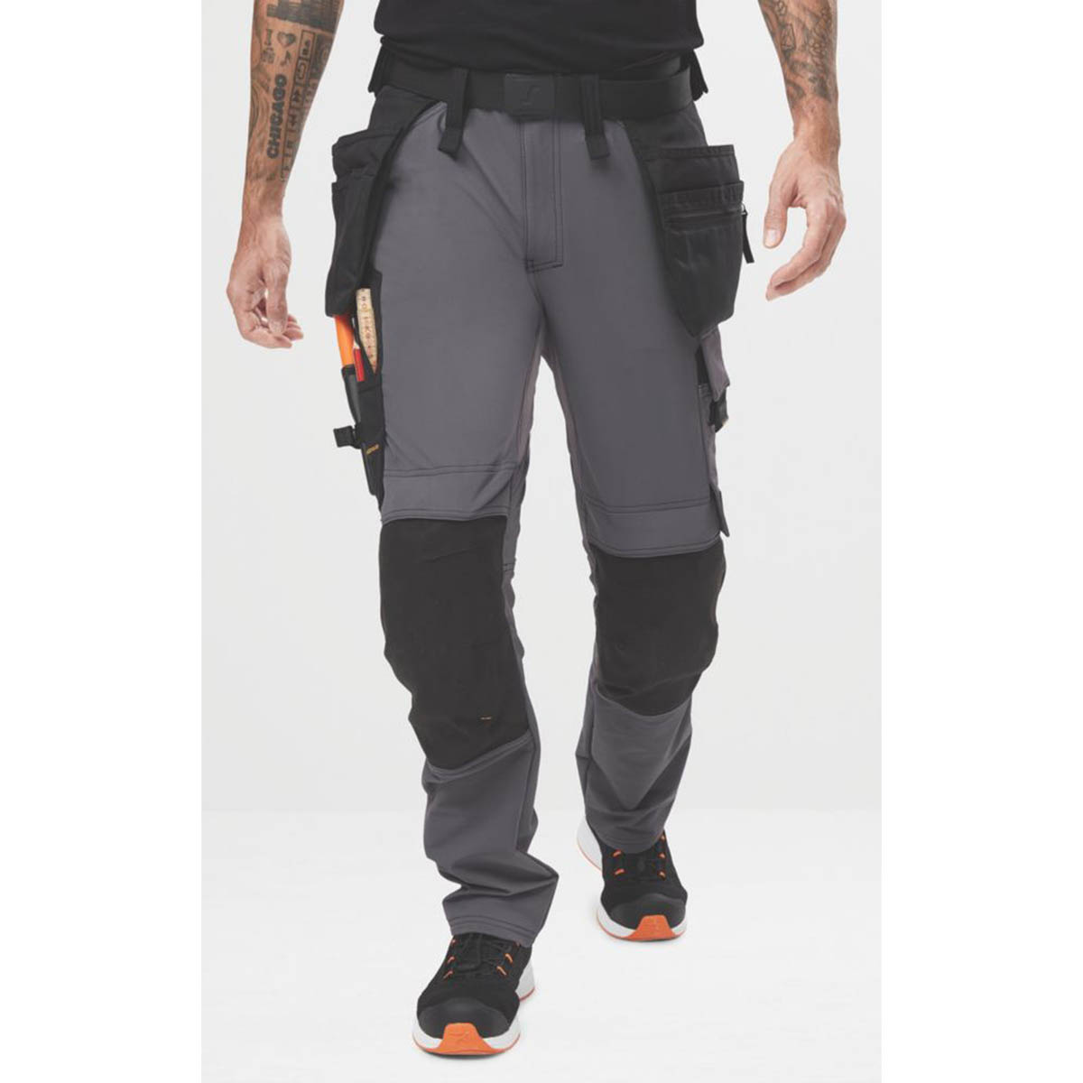 Snickers Mens Work Trousers Full Stretch Slim Fit Steel Grey Black 36" W 32" L - Image 5