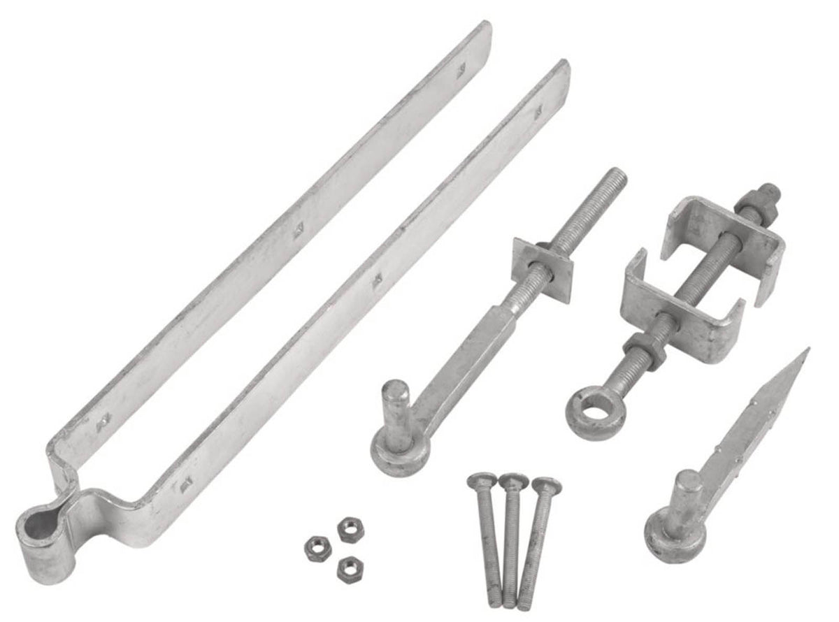 GateMate Adjustable Hinge Set Galvanised Steel Gate Fence Hardware Kit 5 Piece - Image 1