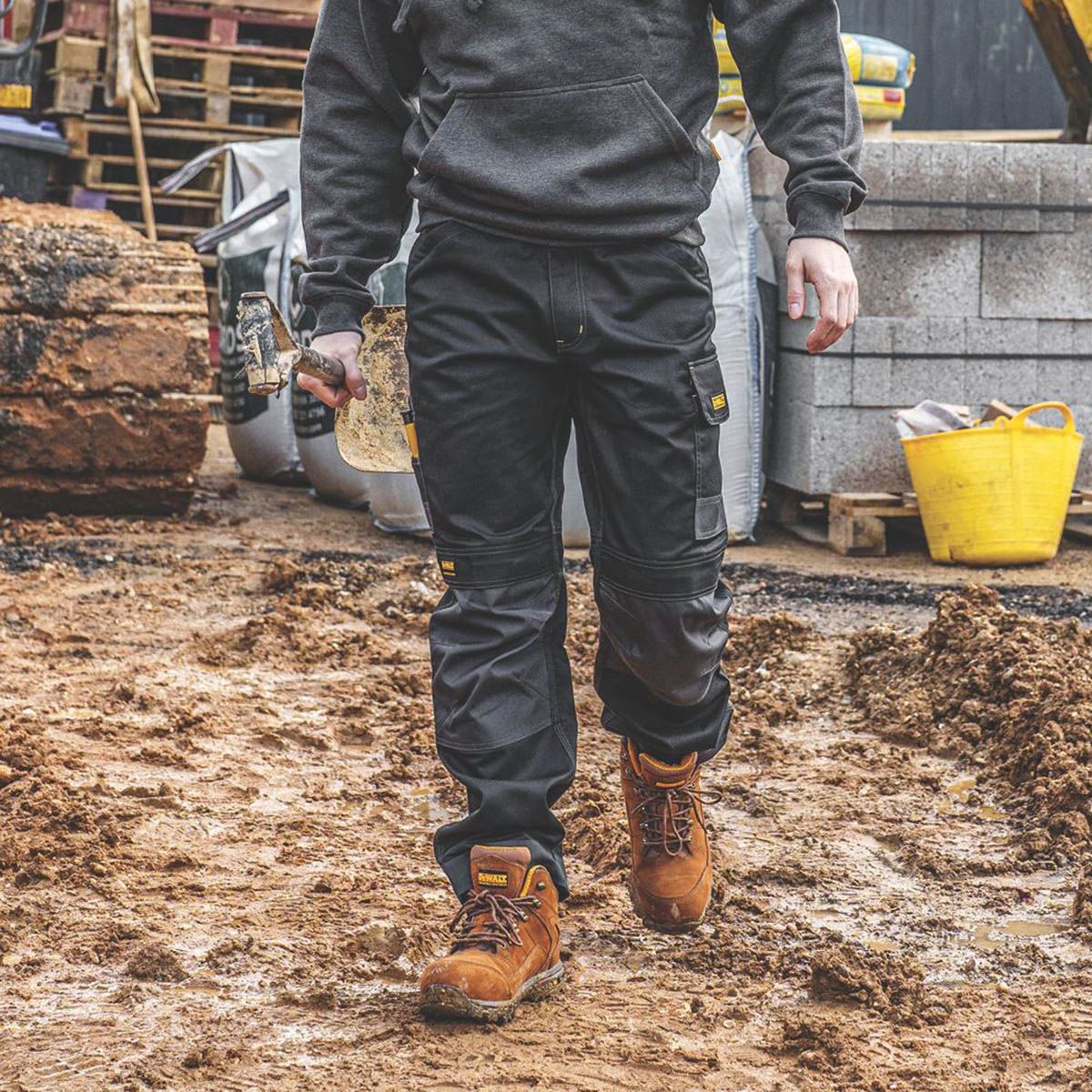 DEWALT Mens Work Trousers Louisiana Cargo Black Multi Pockets 40" W 31" L - Image 6