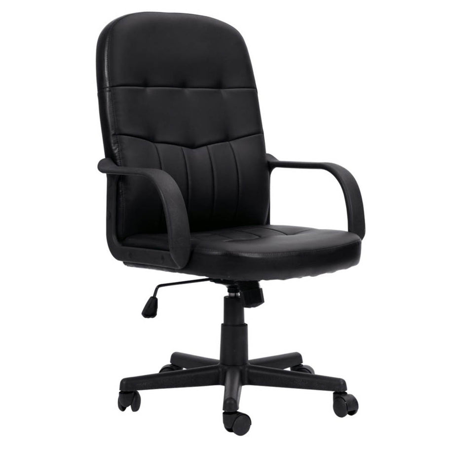 Manager Office Chair Black High Back Leather Adjustable Swivel Comfortable - Image 1