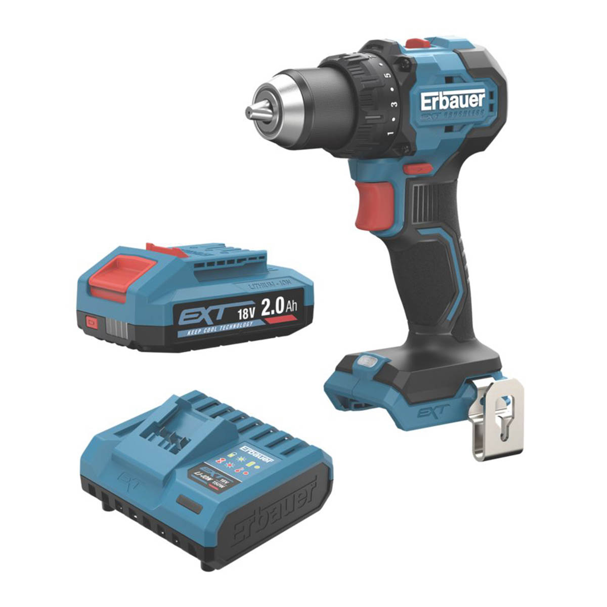 Erbauer Drill Driver ERI1096DDH Cordless LED Light 18V 1 x 2.0Ah Li-Ion EXT - Image 1