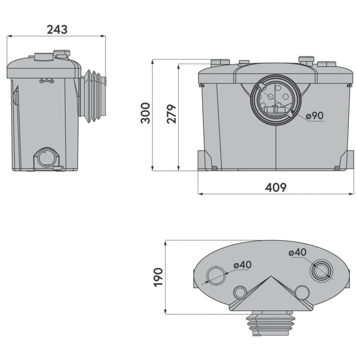 Flomasta Macerator Pump WC Bathroom Shower Basin Top Outlet Quiet 400W - Image 6