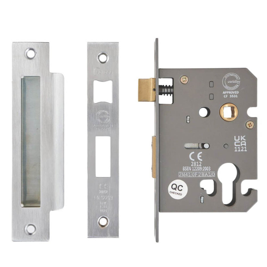 Smith & Locke Euro Sashlock Lever on Rose Door Kit Set Satin Silver Fire Rated - Image 4