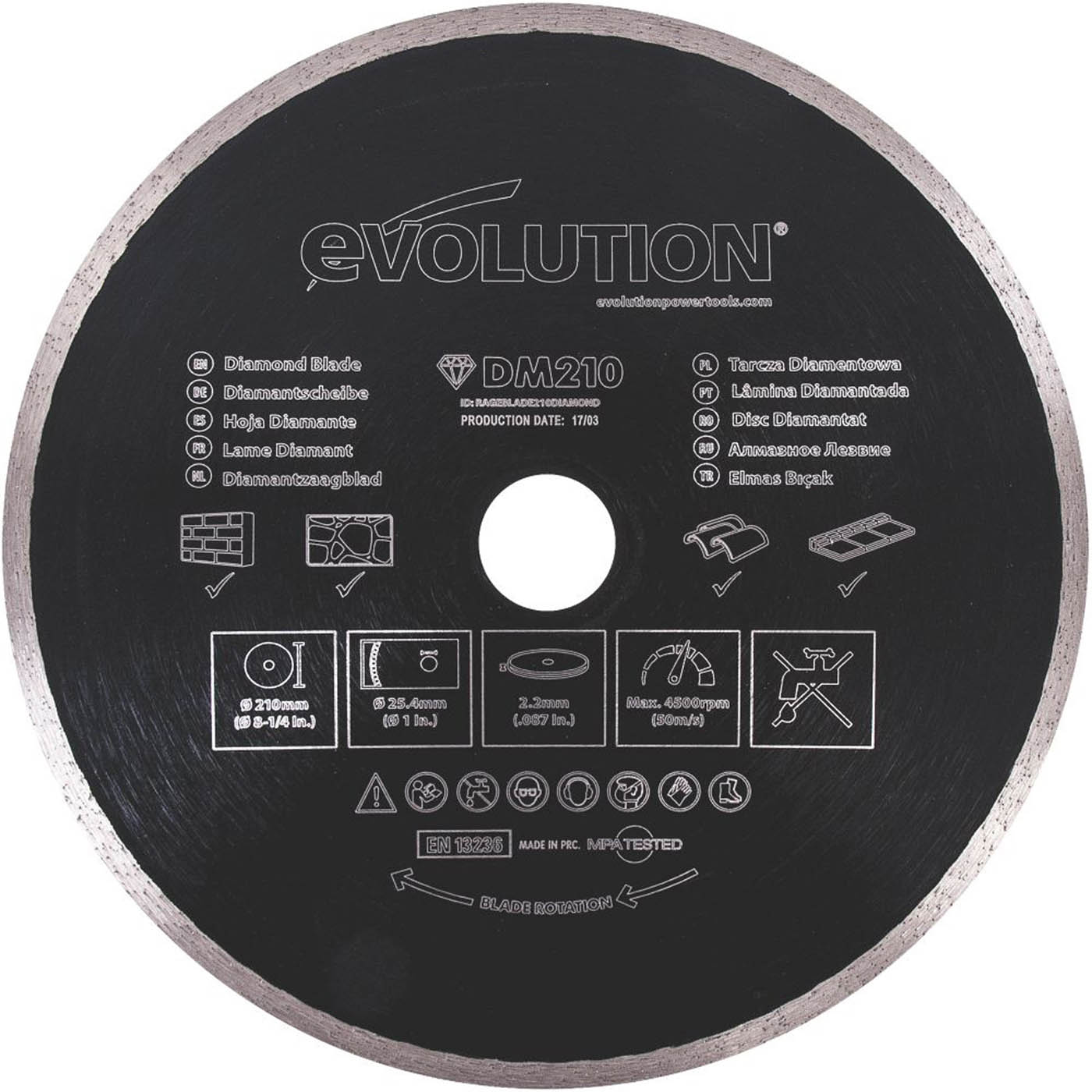 Mitre Saw Diamond Blade Cuts Masonry Stone Tile Slate Smooth 210mm x 25.4mm - Image 1