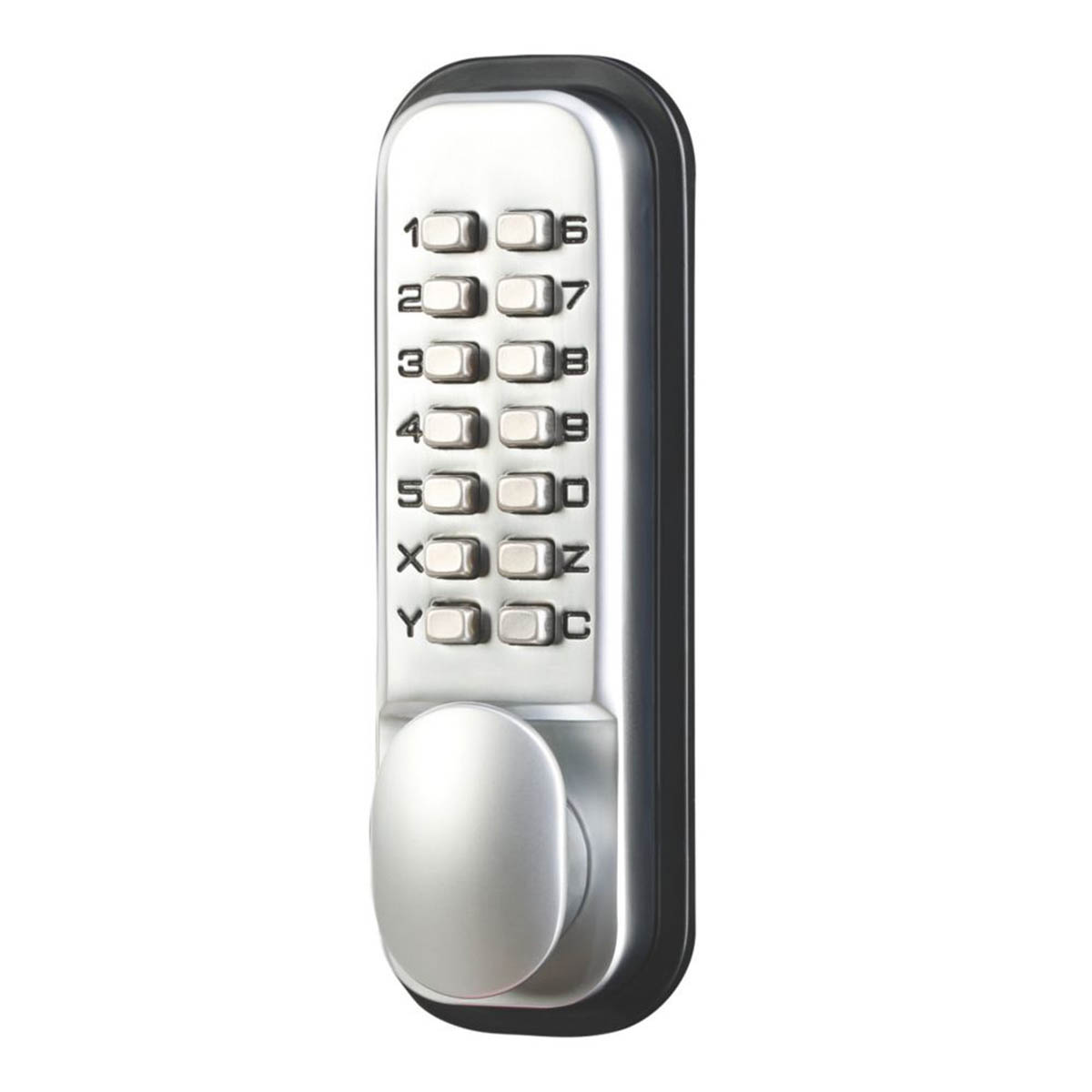 Smith & Locke Digital Door Lock Push Button Silver 37.5mm Keyless Rustproof - Image 1