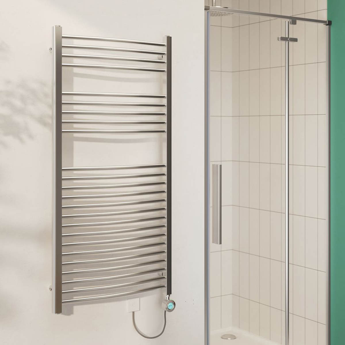 Flomasta Electric Towel Rail Radiator Curved Bathroom Warmer (H)120x(W)60cm - Image 2